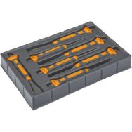 Jeu burins maçon manche bimatière 7 pièces/plateau plastique