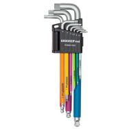 Jeu clés Allen longues avec rotule avec code couleur 9pcs