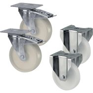 Jeu de 2 roues fixes et 2 roues pivotantes NYLON