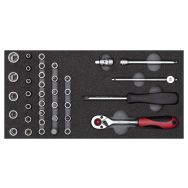 Jeu de clés à douille 1/4 2/6 CT module 37 pcs