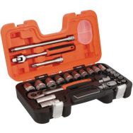 Jeu douilles 1/2" 6 pans pouces + cliquet 23  pièces coffret