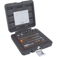 Jeu douilles 1/4" 12 pans pouces + cliquet 15  pièces