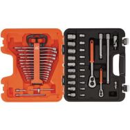Jeu douilles 1/4'' + 1/2'' 6 pans métriques jeu clés mixtes 41 pièces