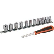 Jeu douilles 1/4" 6 pans métriques avec rallonge