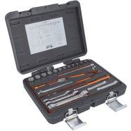 Jeu douilles 1/4" 6 pans métriques et cliquet poire