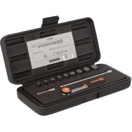Jeu douilles 1/4" 6 pans métriques et cliquet tête ronde
