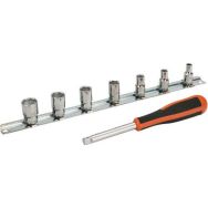 Jeu douilles 1/4" 6 pans pouces avec rallonge
