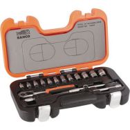 Jeu douilles 1/4" 6 pans pouces + cliquet 16  pièces coffret