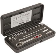 Jeu douilles 1/4" 6 pans pouces et cliquet réfrigération