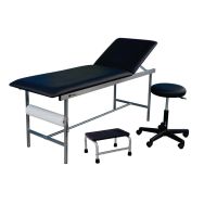 Kit Divan d'examen inox, tabouret, marchepied 1 marche - noir