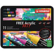 Kit de 11 feutres STABILO FREE acrylique pointes mixtes