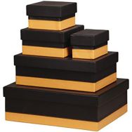 Kit de 5 boîtes de rangement, en similicuir, noir