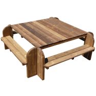 La table-bancs carrée Elite Teinté marron