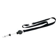 Lacet textile avec enrouleur pour badge - noir