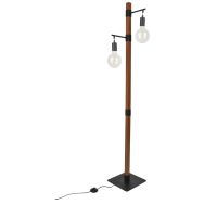 Lampadaire 2 lumières base carrée en métal et bois Aalto chêne
