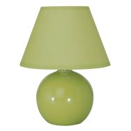 Lampe boule en céramique . Abat-jour conique en coton Corep