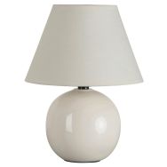 Lampe boule en céramique . Abat-jour conique en coton crème