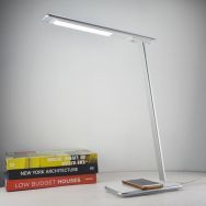 Lampe de bureau ORBIT blanche et argent- ALUMINOR