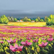 Les pavots 60x60 cm - Châssis 4 cm avec effet miroir