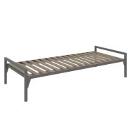 Lit CHATEL tête 1 traverse 90x190cm sommier lattes gris
