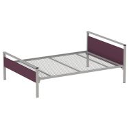 Lit Cubik 140x190 cm gris sommier treillis Mobidecor