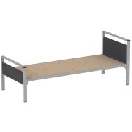 Lit Cubik gris sommier agglomé  90 x 190 cm tête/pied ardoise