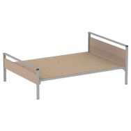 Lit Cubik gris sommier aggloméré 140 x 190 cm tête/pied chêne de Hongrie