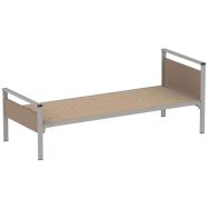 Lit Cubik gris sommier aggloméré 90 x 190 cm tête/pied praliné