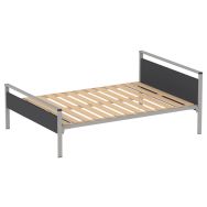 Lit Cubik gris sommier lattes 140 x 190 cm tête/pied ardoise