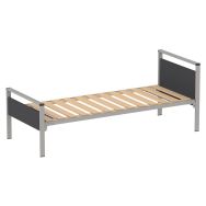 Lit Cubik gris sommier lattes 90 x 200 cm tête/pied ardoise