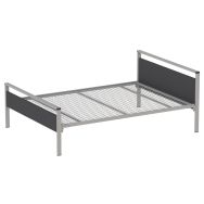 Lit Cubik gris sommier treillis 140 x 190 cm tête/pied ardoise