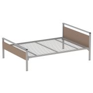 Lit Cubik gris sommier treillis 140 x 200 cm tête/pied praliné