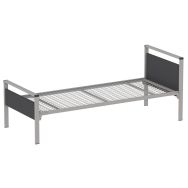 Lit Cubik gris sommier treillis  90 x 190 cm tête/pied ardoise