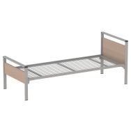 Lit Cubik gris sommier treillis 90 x 200 cm tête/pied chêne de Hongrie