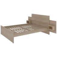 Lit Edy tête 2 chevets 140x190cm sommier lattes chêne
