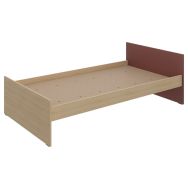 Lit Edy tête/pied rouge/chêne 90x200cm sommier agglo