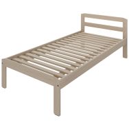 Lit JEFF tête 2 traverses bois 90x200cm sommier latte rigide