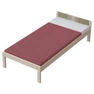 Lit Nova tête panneau/bois sommier lattes 140x190 Naturel/Tabac