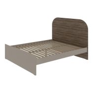 Lit OLERON 140x190cm sommier lattes chêne gris/beige-Enond Mobilier