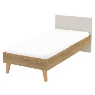 Lit Silphy simple panneau 80x190 cm chêne/grès sommier à lattes