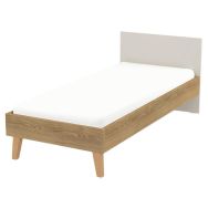 Lit Silphy simple panneau 90x200 cm chêne/grès sommier à lattes