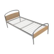 Lit Thélia tête/pied panneau sommier treillis 90x200 cm Alu/Chêne clair