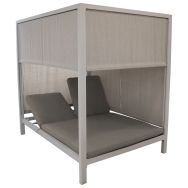 Lit double Leather rideaux coussins/alu - beige/crème