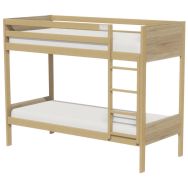 Lit superposé Identité tête/pied panneau sommier lattes 90x200 cm Argent/Chêne