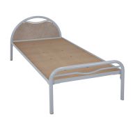 Lit tête arceau métal + panneau mélaminé béton 80x190 cm Alba