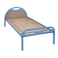 Lit tête arceau métal + panneau mélaminé béton 80x200 cm Alba