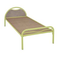 Lit tête arceau métal + panneau mélaminé béton 90x190 cm Alba