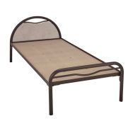 Lit tête arceau métal + panneau mélaminé béton 90x200 cm  Alba