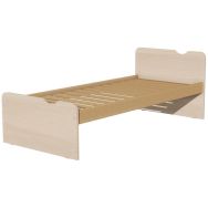 Lit tête et pied déco sommier à lattes 90x200 cm Identité argent/pin