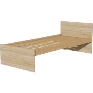 Lit tête et pied droit sommier à lattes 90x200cm Identité argent/chêne